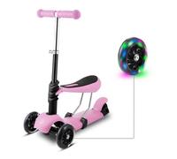 Trottinettes 3 Roues Scooter pour Enfants - Yoleo - Hauteur Ajustable - LED Roues - Rose