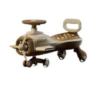 trottinettes Les Enfants montent en Voiture, en Avion, avec lumière Musicale et Roue Flash silencieuse, for véhicule Jouet intérieur/extérieur vélos Enfants(Brown)