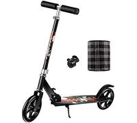 Trottinettes pour Enfants Trottinettes Adultes Grandes Roues Coup De Pied Adulte Urbain Réglable en Hauteur avec Cloche Et Panier Banlieusard Pliant pour Les Adolescents À partir De 12 Ans (Color :