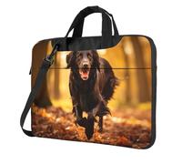 Trotting Housse plate à bandoulière pour ordinateur portable de 13 à 15,6" Motif empreintes de pattes de retrievers, noir, 13 inch