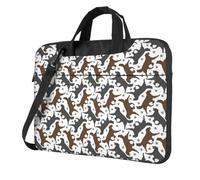 Trotting Housse plate à bandoulière pour ordinateur portable de 13 à 15,6" Motif empreintes de pattes de retrievers, noir, 14 inch