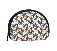 Trotting Mini porte-monnaie à revêtement plat imprimé empreintes de pattes de retrievers avec fermeture éclair - Petit portefeuille pour homme et femme - Organisateur d'argent de voyage compact, Noir