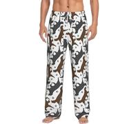 Trotting Pantalon de pyjama à revêtement plat avec empreintes de pattes pour homme - Confortable et léger - Cadeau respirant - Vêtement de nuit de vacances, Noir , 4X-Large
