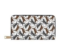 Trotting Portefeuille long en similicuir avec revêtement plat et patte de retriever pour femme moderne, grande capacité, porte-cartes et poches de rangement, sac à main durable pour voyage quotidien,