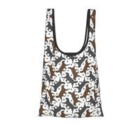 Trotting Sac d'épicerie pliable et réutilisable avec revêtement plat Motif empreintes de pattes Sac fourre-tout léger pour les courses, les voyages, la plage, respectueux de l'environnement, compact