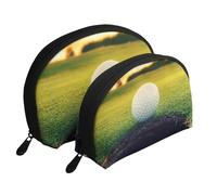 Trou de Balle de Golf, Trousse de Maquillage Coquille Femme Petit Porte-Monnaie Trousse de Toilette Trousse à cosmétiques 2 pièces