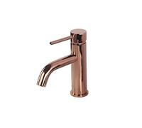 Trou de Porte-Simple en Laiton Modern Mounted Hot and Cold Water Mixte Type 03053 Bathroom Bassin Robinet (Or Rose)