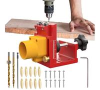 Trou de tenon - Gabarit de perçage de poche pour le travail du bois - Dispositif de forage à vis avec aspiration de poussière, pour montage d'armoire, construction de couverts, montage de table