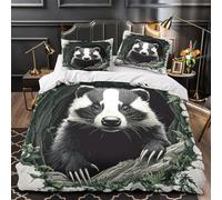 Trou d'observation du blaireau Parure de Lit Imprimé en 3D Ultra Douce Respirante Léger Housse de Couette résistante Fermeture Éclair Hypoallergique for Enfants Garçons Filles Single（135x200cm）