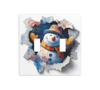 Trou mural coloré avec un bonhomme de neige double gang couvercle de lampe plaque murale interrupteur décoration taille standard - 11,4 x 11,4 cm