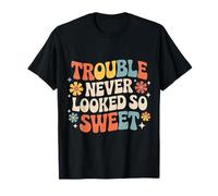Trouble Never Looked So Sweet Playful Charm Vibes |- T-Shirt