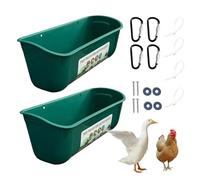 Trough Chicken Feeder - Lot de 2 mangeoires à eau de canard sans déchets | Conteneur d'alimentation pour bétail avec clips pour canard, cerf, mouton