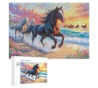 Troupe Courant à Travers Les Vagues du Coucher du Soleil Puzzle 300 Pièces pour Couples Défi Puzzle Pensée Logique Cadeau pour Célébration 300 PCS