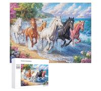 Troupe galopant sur la Rive des Fleurs Puzzle 500 Pièces pour Famille Loisirs Intérieurs Esprit D’Équipe Cadeau pour Saison Festive 500 PCS