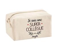 Trouse Multifonction Angèle Super Collègue | Trousse Scolaire Fournitures Bureau Maquillage Idée Cadeau Collègue Noël Anniversaire