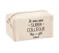 Trouse Multifonction Astrid Super Collègue | Trousse Scolaire Maquillage Idée Cadeau Collègue Noël Anniversaire | Trousse pour Fournitures Scolaires et de Bureau