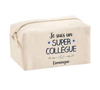 Trouse Multifonction Dominique Super Collègue | Trousse Scolaire Fournitures Bureau Maquillage Idée Cadeau Collègue Noël Anniversaire