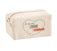Trouse Multifonction Libraire Irremplaçable | Trousse Scolaire Maquillage Idée Cadeau Collègue Noël Anniversaire | Trousse pour Fournitures Scolaires et de Bureau
