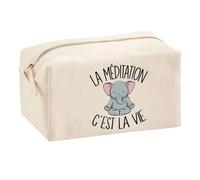 Trouse Multifonction Méditation Éléphant C'est la Vie | Trousse Scolaire Fournitures Bureau Maquillage Idée Cadeau Collègue Noël Anniversaire