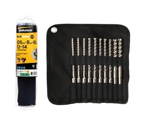 Trousse 10 forets béton SDS Plus Rockfaster - DIAGER - 1003A