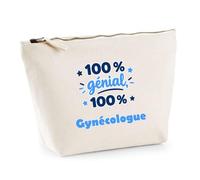 Trousse 100% Génial 100% Gynecologue - Pouch Case - Idée Trousse Rangement Cadeau Anniversaire Fête Original Famille Travail Départ Collègue Retraite Noël.