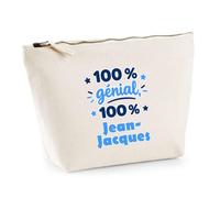 Trousse 100% Génial 100% Jean-Jacques - Pouch Case - Idée Trousse Rangement Cadeau Anniversaire Fête Original Famille Travail Départ Collègue Retraite Noël.