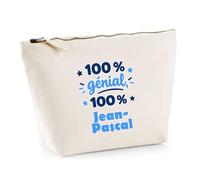 Trousse 100% Génial 100% Jean-Pascal - Pouch Case - Idée Trousse Rangement Cadeau Anniversaire Fête Original Famille Travail Départ Collègue Retraite Noël.