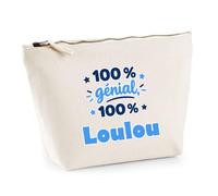 Trousse 100% Génial 100% Loulou - Pouch Case - Idée Trousse Rangement Cadeau Anniversaire Fête Original Famille Travail Départ Collègue Retraite Noël.