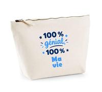 Trousse 100% Génial 100% Ma Vie - Pouch Case - Idée Trousse Rangement Cadeau Anniversaire Fête Original Famille Travail Départ Collègue Retraite Noël.
