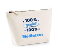 Trousse 100% Génial 100% Mediateur - Pouch Case - Idée Trousse Rangement Cadeau Anniversaire Fête Original Famille Travail Départ Collègue Retraite Noël.