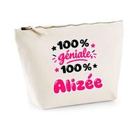 Trousse 100% Géniale 100% Alizée - Pouch Case - Idée Trousse Rangement Cadeau Anniversaire Fête Original Famille Travail Départ Collègue Retraite Noël.