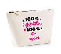 Trousse 100% Géniale 100% E-Sport - Pouch Case - Idée Trousse Rangement Cadeau Anniversaire Fête Original Famille Travail Départ Collègue Retraite Noël.