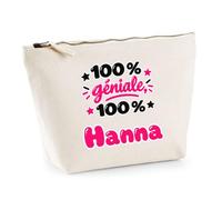 Trousse 100% Géniale 100% Hanna - Pouch Case - Idée Trousse Rangement Cadeau Anniversaire Fête Original Famille Travail Départ Collègue Retraite Noël.