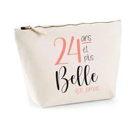 Trousse 24 Ans et Plus Belle Que jamais | Pouch | Idée Trousse Toilette Maquillage Cadeau Anniversaire Fête Original Famille Travail Départ Collègue Retraite