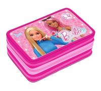 Trousse 3 compartiments 3D pour enfants, pour Barbie Fan, triple rempli, 44 accessoires école primaire fille, 3 fermetures éclair, 20 cm
