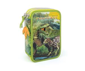 Trousse 3 Compartiments DinosArt - Kit Loisirs Créatifs Pour Enfants 7 ans et Plus - 18 Crayons, Gomme, Ciseaux, Taille-Crayon, Crayon Papier - Pochette Dinosaure Activité Manuelle Garçon Fille