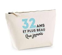 Trousse 32 Ans et Plus Beau Que jamais | Pouch | Idée Trousse Toilette Maquillage Cadeau Anniversaire Fête Original Famille Travail Départ Collègue Retraite