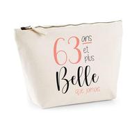 Trousse 63 Ans et Plus Belle Que jamais | Pouch | Idée Trousse Toilette Maquillage Cadeau Anniversaire Fête Original Famille Travail Départ Collègue Retraite