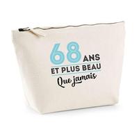 Trousse 68 Ans et Plus Beau Que jamais | Pouch | Idée Trousse Toilette Maquillage Cadeau Anniversaire Fête Original Famille Travail Départ Collègue Retraite