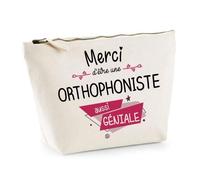 Trousse À Accessoires - Merci - Beige - Coton 100% - Idéale Pour Maquillage - Cadeau Pratique