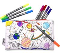 Trousse À Colorier Exploration Spatiale-Coloriage Ludique Pour Tout Savoir Sur Les Planètes,Les Fusées,Les Astronautes Et La Lune,Feutres Textiles Lavables Inclus