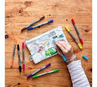 Trousse à colorier lavable et réutilisable Roues en route avec 10 feutres