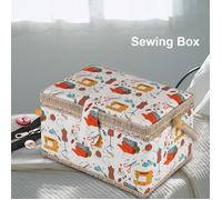 trousse à couture de patrons orange Panier à coudre en tissu de style rural pour ranger les outils de couture