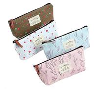 Trousse à Crayon,Fleur Trousse Sacs Poche Crayon de Toile de Toile de Sac de Rangement pour papeteriedes Cosmétiques de Voyage Zipper Sac Pochette Petit Porte-Monnaie(4 Pack), Multicolore, Retro,