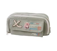 Trousse à crayons 02/Zero Two Anime 02, trousse à crayons en toile, double fermeture éclair, multi-compartiments, grande capacité, organiseur de maquillage pour adolescent, collège, étudiant, 21 x 11