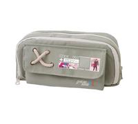 Trousse à crayons 02/Zero Two Anime 02, trousse à crayons en toile, double fermeture éclair, multi-compartiments, grande capacité, organiseur de maquillage pour adolescent, collège, étudiant, 21 x 11