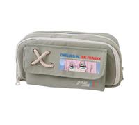 Trousse à crayons 02/Zero Two Anime 02, trousse à crayons en toile, double fermeture éclair, multi-compartiments, grande capacité, organiseur de maquillage pour adolescent, collège, étudiant, 21 x 11