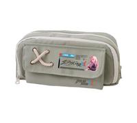 Trousse à crayons 02/Zero Two Anime 02, trousse à crayons en toile, double fermeture éclair, multi-compartiments, grande capacité, organiseur de maquillage pour adolescent, collège, étudiant, 21 x 11