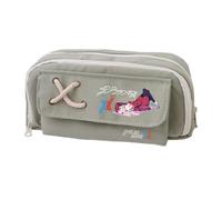 Trousse à crayons 02/Zero Two Anime 02, trousse à crayons en toile, double fermeture éclair, multi-compartiments, grande capacité, organiseur de maquillage pour adolescent, collège, étudiant, 21 x 11