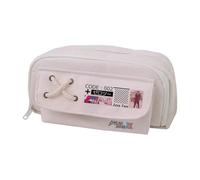 Trousse à crayons 02/Zero Two Anime 02, trousse à crayons en toile, double fermeture éclair, multi-compartiments, grande capacité, organiseur de maquillage pour adolescent, collège, étudiant, 21 x 11